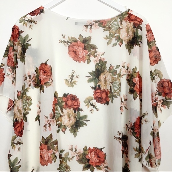 Color Swatch Floral Kimono Cardigan Top Size L - Picture 7 of 12